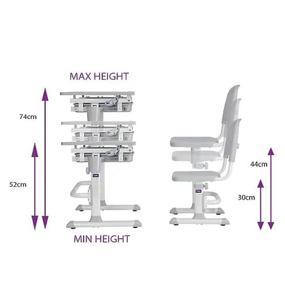 Kinderschreibtisch + Stuhl CUBBY LUPIN - grau
