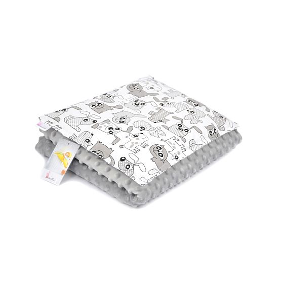 Baby decke a kissen L Tiere - grau