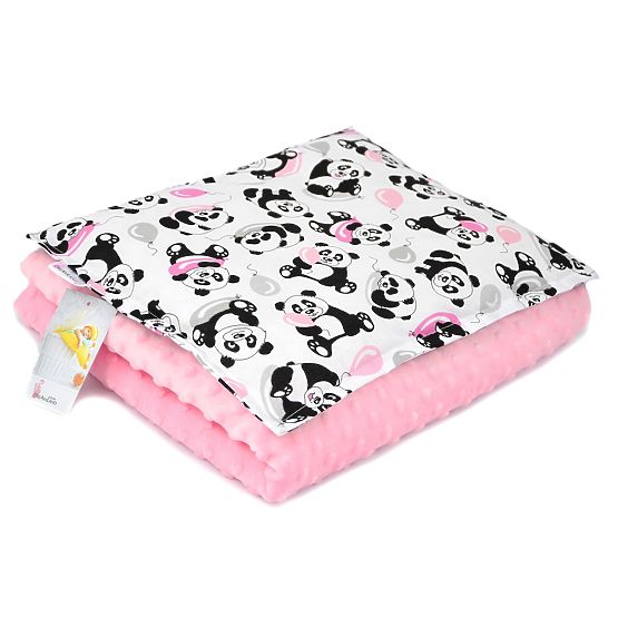 Kinderset Decke und Kissen M PANDA - rosa