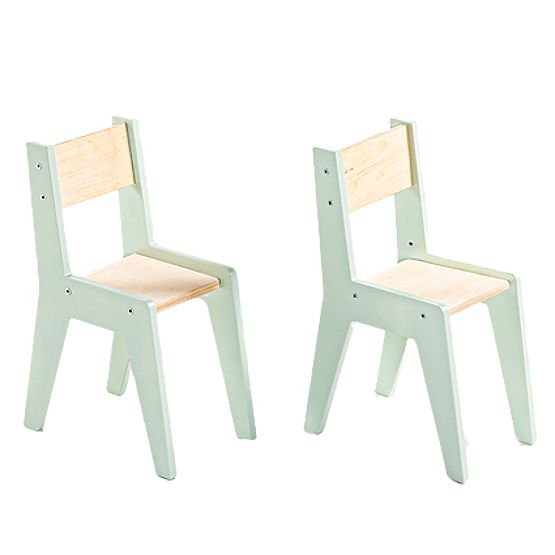 Kinderset Tisch und zwei Stühle mit Zubehör - Mintgrün