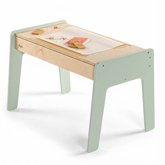 Kinderset Tisch und zwei Stühle mit Zubehör - Mintgrün
