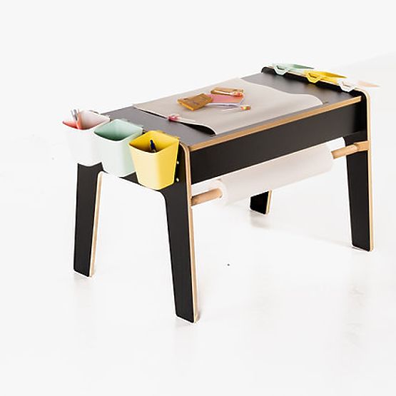 Kinderset Tisch und zwei Stühle mit Zubehör - schwarz