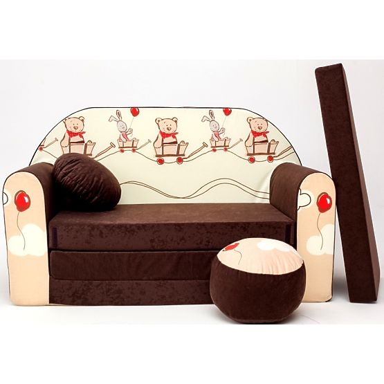 Kindersofa Bärchen 2 - braun/beige