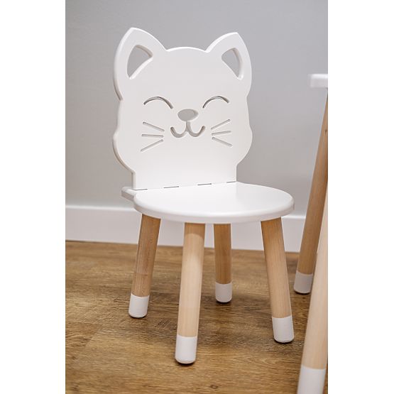 Kinderstuhl - Katze - weiß