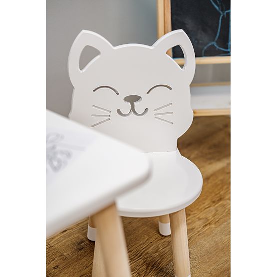 Kinderstuhl - Katze - weiß