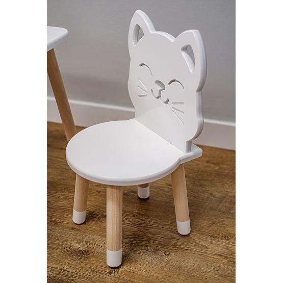 Kinderstuhl - Katze - weiß