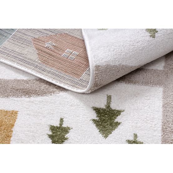 Kinderteppich FUN Polar, Straßen, Wald, Creme