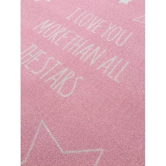 Kinderteppich LOVE YOU STARS - rosa/weiß