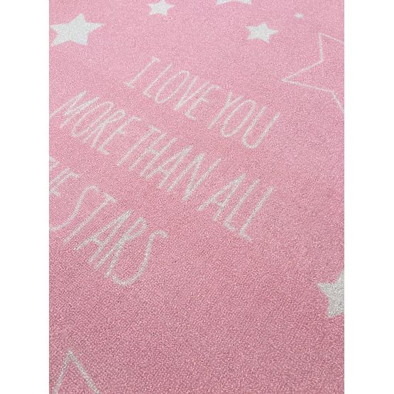 Kinderteppich LOVE YOU STARS - rosa/weiß