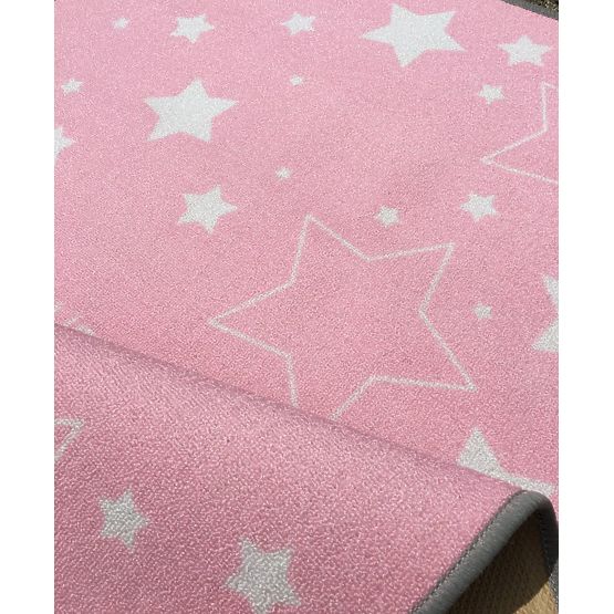 Kinderteppich LOVE YOU STARS - rosa/weiß