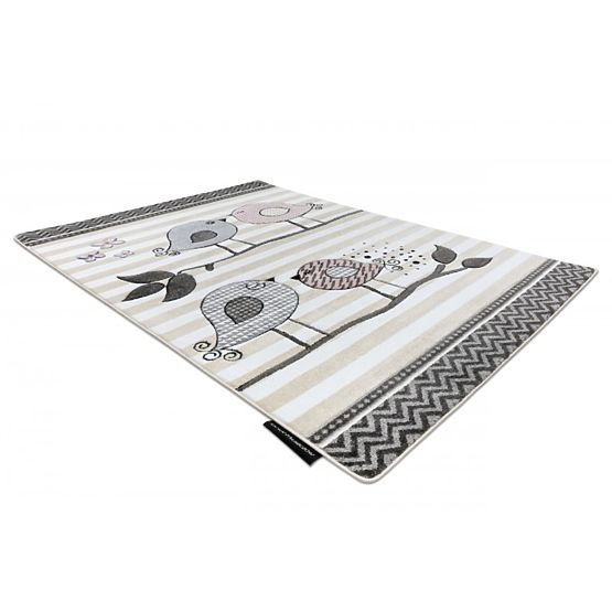 Kinderteppich PETIT - Vögel - beige-weiß
