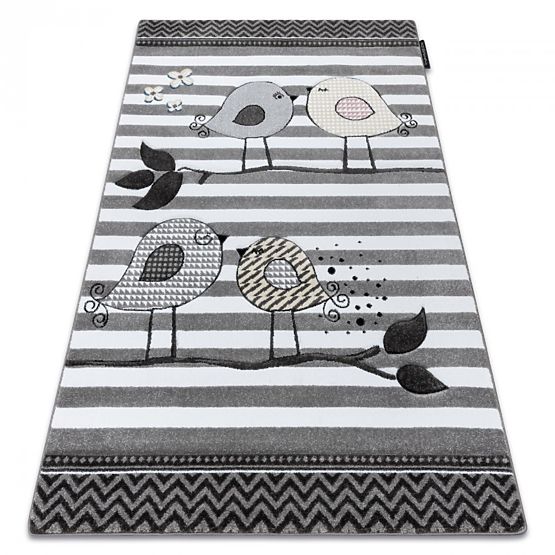 Kinderteppich PETIT - Vögel - grauweiß