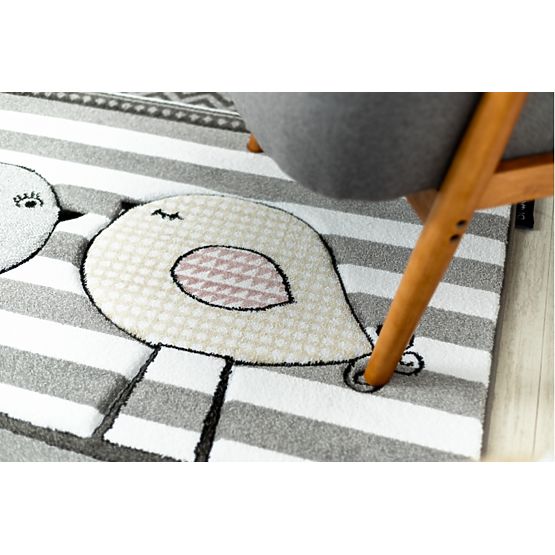 Kinderteppich PETIT - Vögel - grauweiß