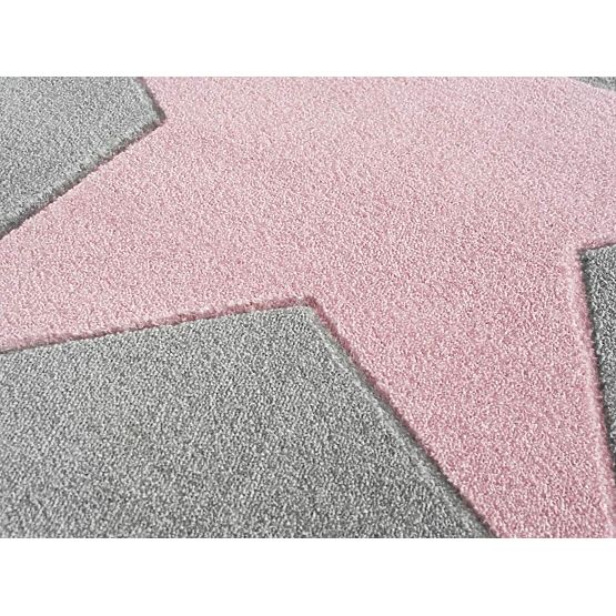 Kinderteppich STAR silbergrau/pink