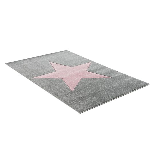Kinderteppich STAR silbergrau/pink