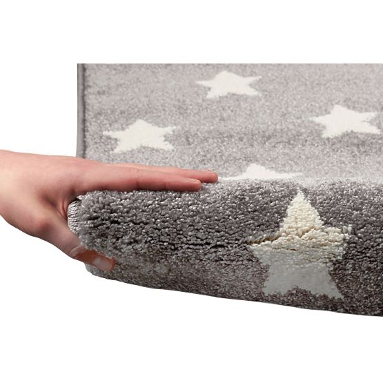 Kinderteppich STARS silber-grau/weiß