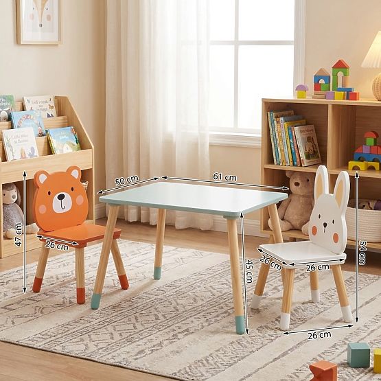 Kindertisch und Stühle Ourbaby - Verspielte Waldfreunde