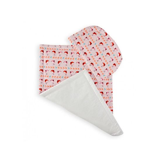 Kinderwagen-Set - rosa-weiß mit einem Motiv von Vögeln