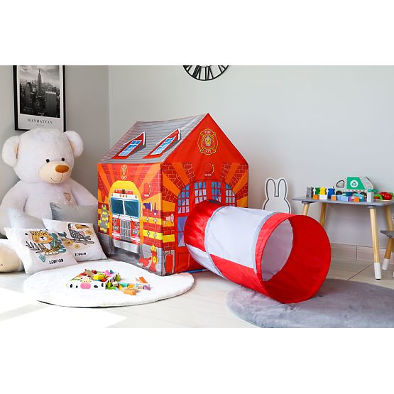 Kinderzelt mit Tunnel Feuerwehrstation Spielplatz IPLAY