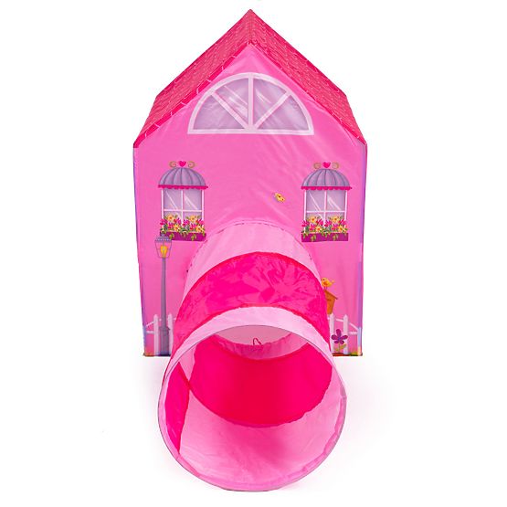 Kinderzelt mit Tunnel - rosa Haus