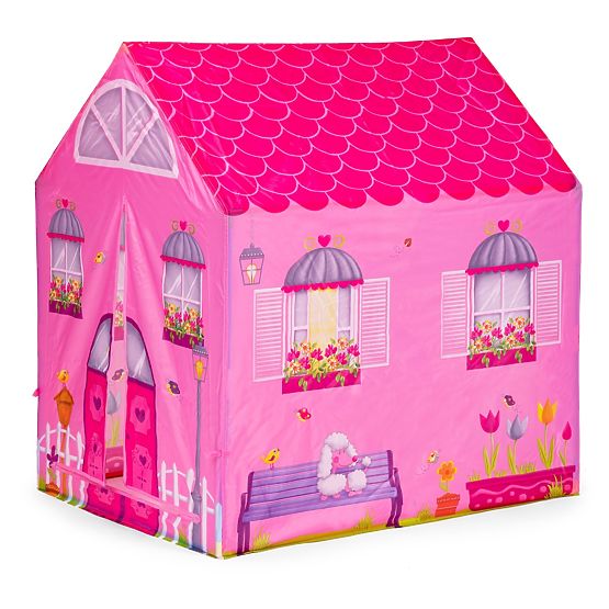 Kinderzelt mit Tunnel - rosa Haus