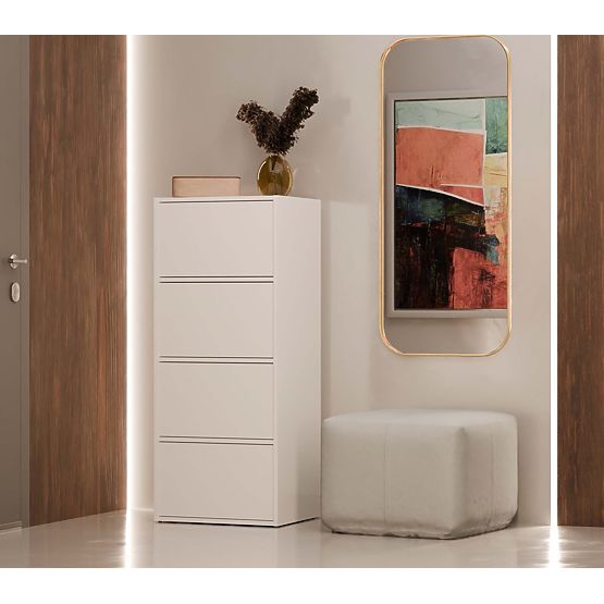 Kommode ALMA WEISS Schrank 4 Türen 4 Regale