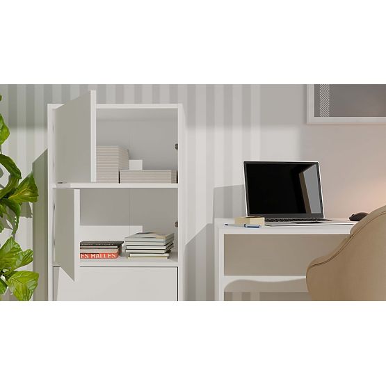 Kommode ALMA WEISS Schrank 4 Türen 4 Regale