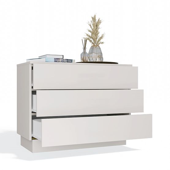 Kommode AMBER 3S Schrank 3 Schubladen für Schlafzimmer Wohnzimmer KASCHMIR Beige