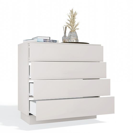 Kommode AMBER 4S Schrank 4 Schubladen für Schlafzimmer Wohnzimmer KASCHMIR Beige