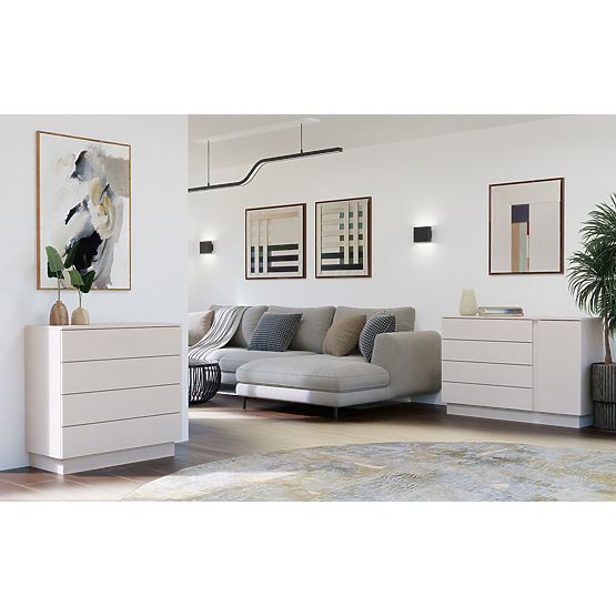 Kommode AMBER 4S Schrank 4 Schubladen für Schlafzimmer Wohnzimmer KASCHMIR Beige