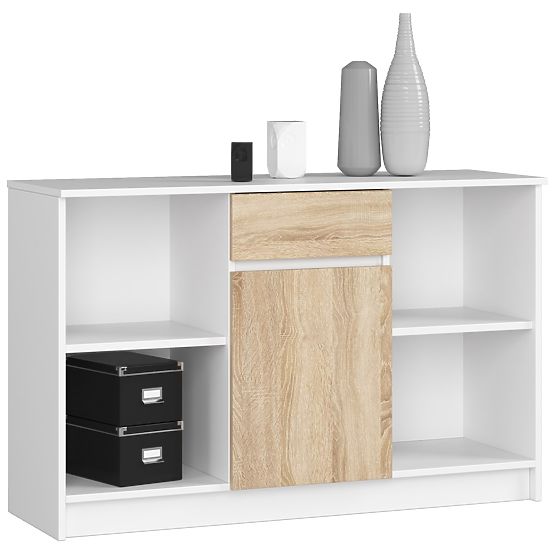 KOMMODE B-17 120 cm 1 SCHUBLADE 1 TÜR PK WEISS / SONOMA