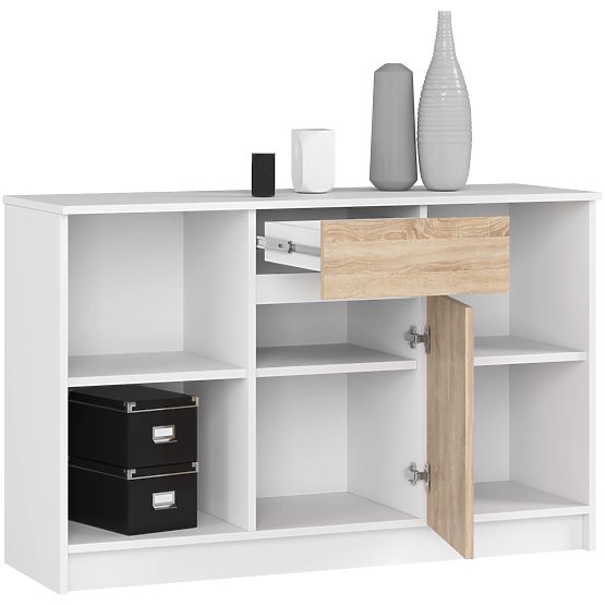 KOMMODE B-17 120 cm 1 SCHUBLADE 1 TÜR PK WEISS / SONOMA