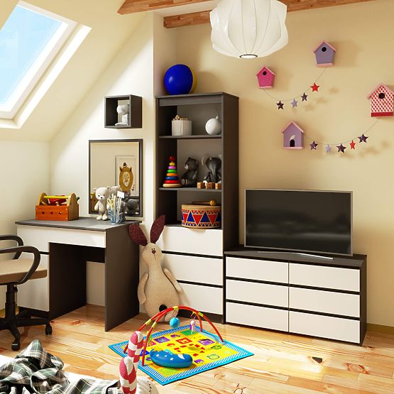 KOMMODE CL100 6SZ GRAU / WEISS