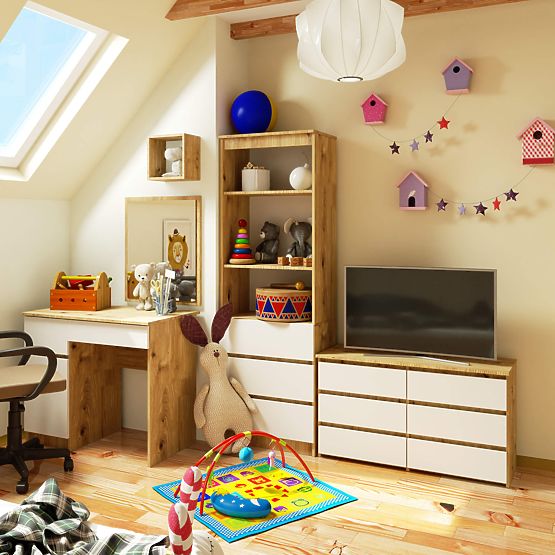 KOMMODE CL100 6SZ PK EICHE ARTISAN / WEISS