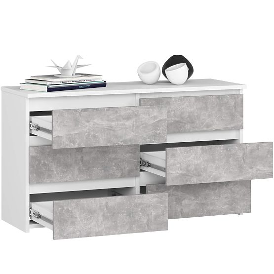 KOMMODE CL100 6SZ PK WEISS / BETON