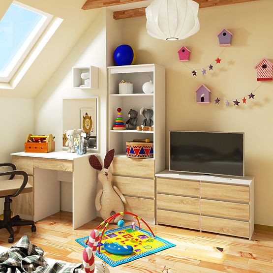 KOMMODE CL100 6SZ WEISS / EICHE SONOMA