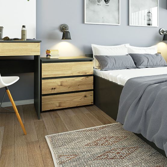 KOMMODE CL3 3SZ CLP PK GRAPHITGRAU / ARTISAN EICHE