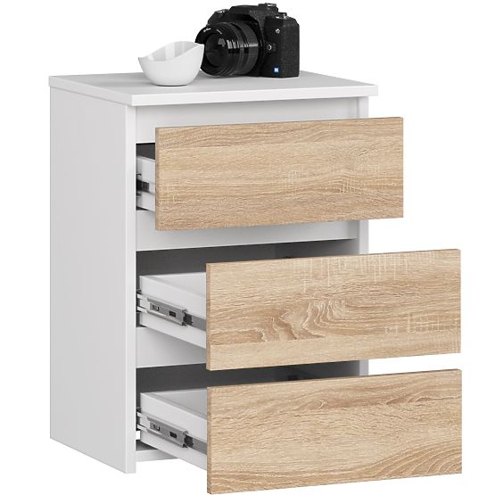 KOMMODE CL3/40 PK WEISS / EICHE SONOMA
