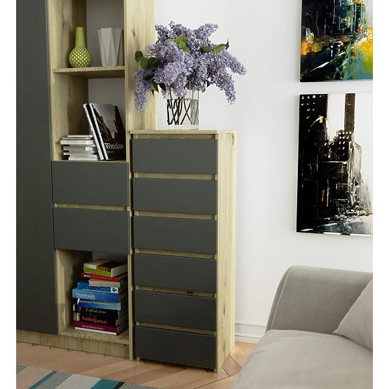 KOMMODE CL6 PK EICHE ARTISAN / GRAU