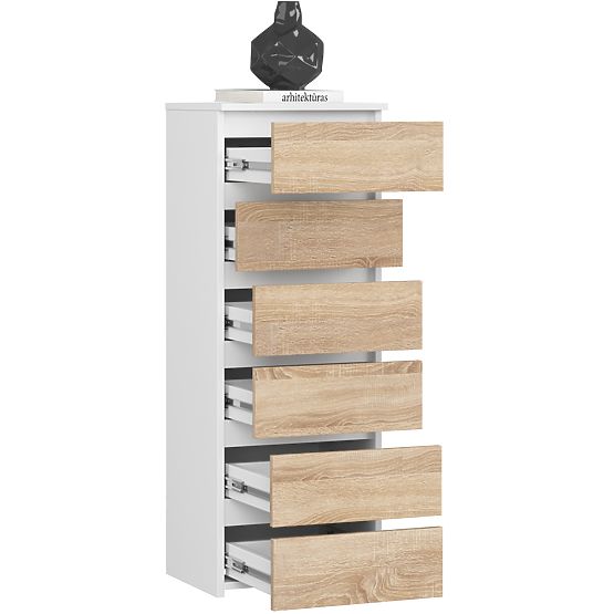 KOMMODE CL6 PK WEISS / EICHE SONOMA