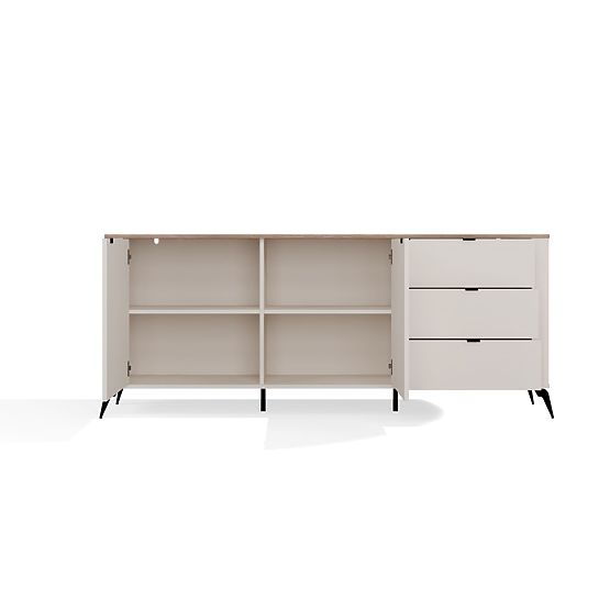 Kommode CORDOBA 2D3S Kaschmir Beige Eiche Castello Schrank 3 Schubladen Soft-Close