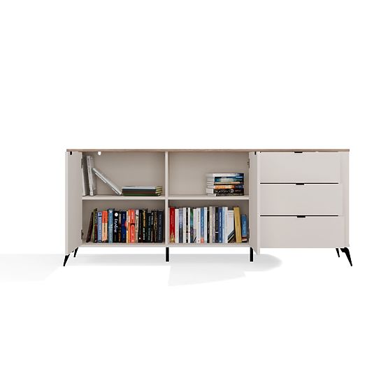 Kommode CORDOBA 2D3S Kaschmir Beige Eiche Castello Schrank 3 Schubladen Soft-Close