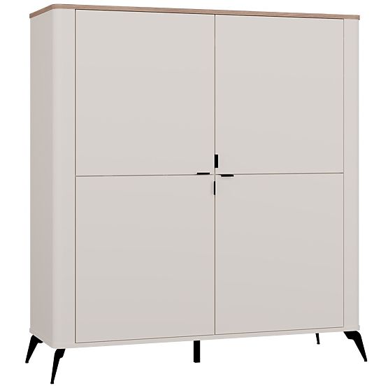 Kommode CORDOBA 4D Kaschmir Beige Eiche Castello Schrank 4 Türen 8 Regale Wohnzimmer