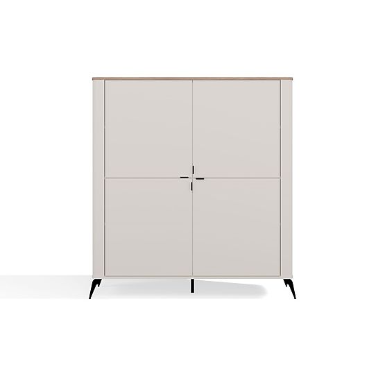 Kommode CORDOBA 4D Kaschmir Beige Eiche Castello Schrank 4 Türen 8 Regale Wohnzimmer