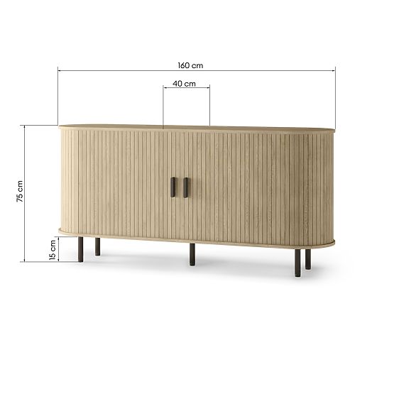 Kommode Gliss, abgerundet, Lamellen, helles Eichenholz