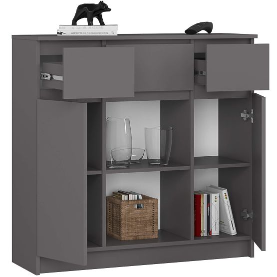 KOMMODE K100 2D 3SZ 1P PK GRAPHIT GRAU
