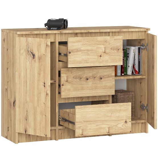 KOMMODE K100 2D 3SZ PK EICHE ARTISAN