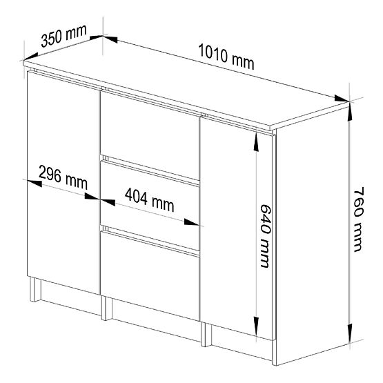 KOMMODE K100 2D 3SZ PK EICHE SONOMA