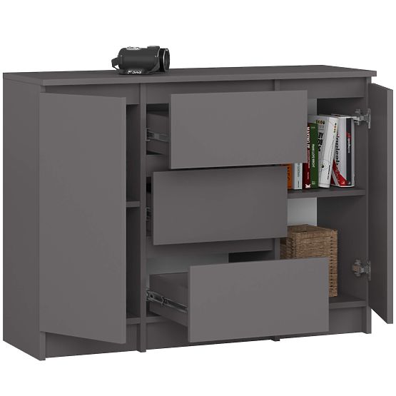 KOMMODE K100 2D 3SZ PK GRAPHIT GRAU