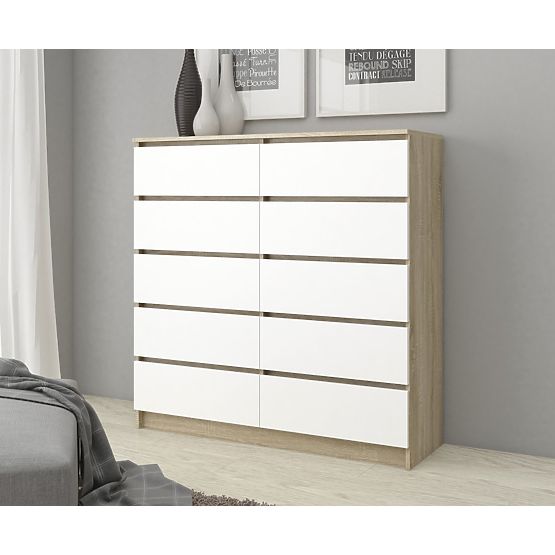 KOMMODE K120 10SZ CLP PK EICHE SONOMA / WEISS